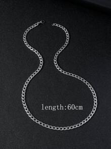 時尚流行男士簡約鍊式項鍊不銹鋼珠寶禮物和時尚外觀 - 銀色 - 查看 3