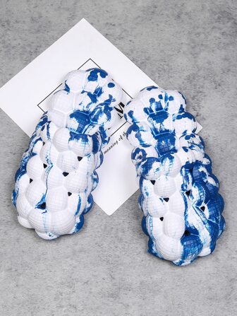 Lychee Pattern Breathable Casual Slip-On Shoes For Men & Women, Couples" Style Mixed-Multi Colors Hollow-Out Slides With Chunky Soles, European And American Style EVA Slippers