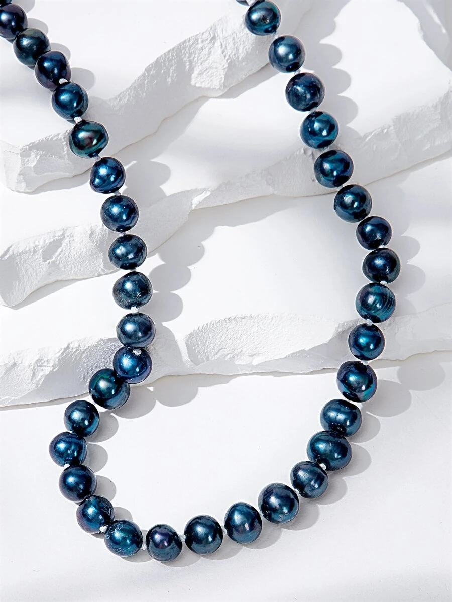 仿珍珠串珠项链 - 黑色 - 查看 1