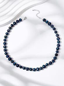 仿珍珠串珠项链 - 黑色 - 查看 2