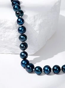 仿珍珠串珠项链 - 黑色 - 查看 6