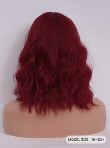 Peluca sintética medio rizado con tupe - Burdeos - Ver 2