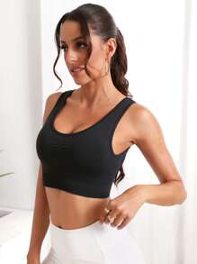 Cut Out Back Sports Bra - Black - View 3