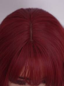 Peluca sintética medio rizado con tupe - Burdeos - Ver 4