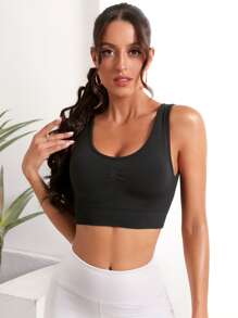 Cut Out Back Sports Bra - Black - View 5