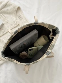 Striped Pattern Shoulder Tote Bag - Multicolor - View 6