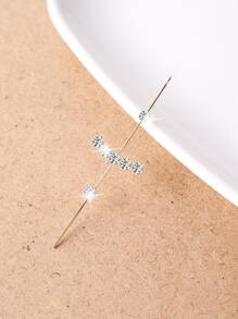 1入組水鑽裝飾耳環 - 銀色 - 查看 4