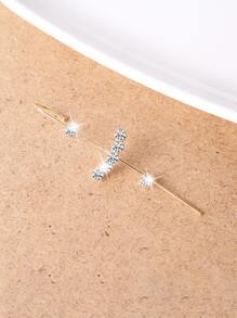 1入組水鑽裝飾耳環 - 銀色 - 查看 5