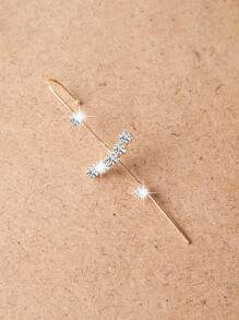 1入組水鑽裝飾耳環 - 銀色 - 查看 6