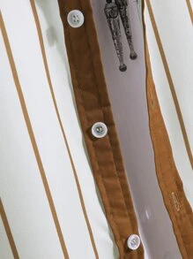 Manfinity Hombres Camisa con estampado de rayas & Shorts de cintura con cordón sin camiseta - Multicolor - Ver 6