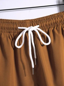 Manfinity Hombres Camisa con estampado de rayas & Shorts de cintura con cordón sin camiseta - Multicolor - Ver 7