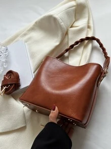 Túi đeo chéo Nữ màu trơn Có thể điều chỉnh được Thanh lịch - màu nâu - Xem 2