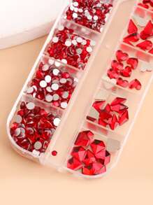 FULL BEAUTY 1 hộp trang trí móng tay nghệ thuật đính đá Rhinestone - Đỏ - Xem 3