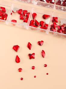 FULL BEAUTY 1 hộp trang trí móng tay nghệ thuật đính đá Rhinestone - Đỏ - Xem 5