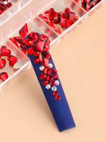 FULL BEAUTY 1 hộp trang trí móng tay nghệ thuật đính đá Rhinestone - Đỏ - Xem 6