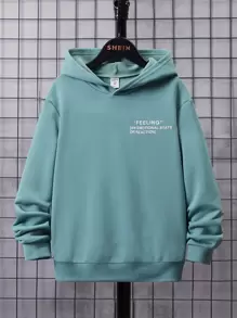 SHEIN Tween Boy Slogan Graphic Sweatshirt - Cadet Blue - View 1