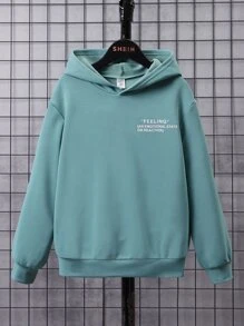 SHEIN Tween Boy Slogan Graphic Sweatshirt - Cadet Blue - View 3