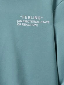 SHEIN Tween Boy Slogan Graphic Sweatshirt - Cadet Blue - View 4