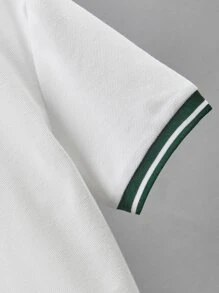 SHEIN 男童短袖拼接邊POLO衫 - 白色 - 查看 3