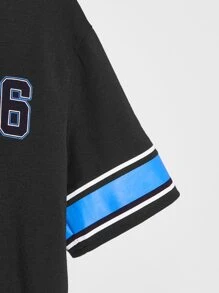 SHEIN Tops con trai Lá thư Giải trí - màu đen - Xem 4