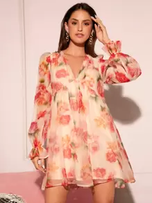 SHEIN VCAY Đầm Pha lê kim cương Xù Hoa Boho - Nhiều màu - Xem 1