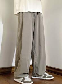 Manfinity Hypemode 男士休閒束口寬鬆純色長褲 - 卡其色 - 查看 1