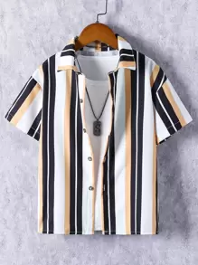 Boys Striped Print Shirt Without Tee - Multicolor - View 1