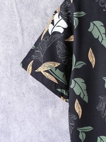 Boys Leaf Print Shirt Without Tee - Black - View 3