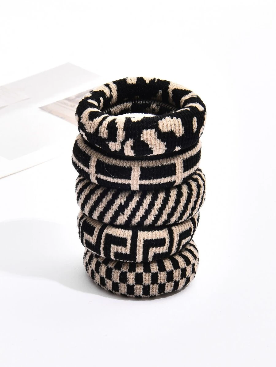 5 件装双色波西米亚风发带，动物图案 - 彩色 - 查看 1