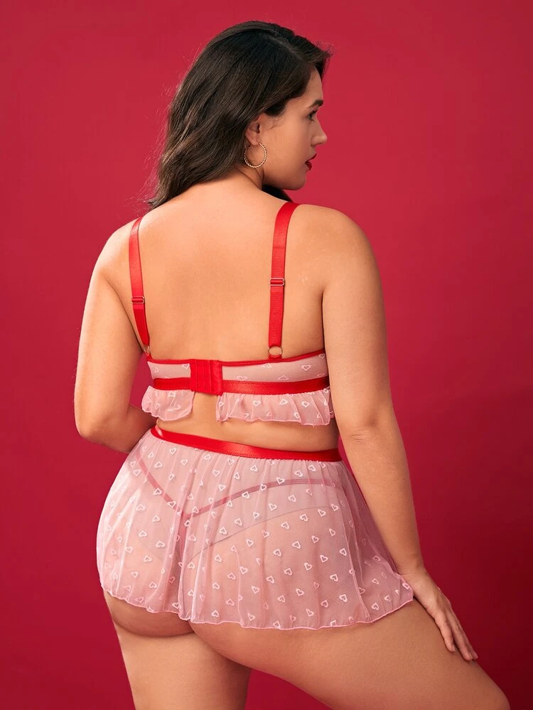 Plus Size Women'S Sexy Lingerie Sets With Lace Details, 3pcs