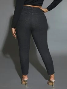 Jeans ajustados desgarro - Negro - Ver 2