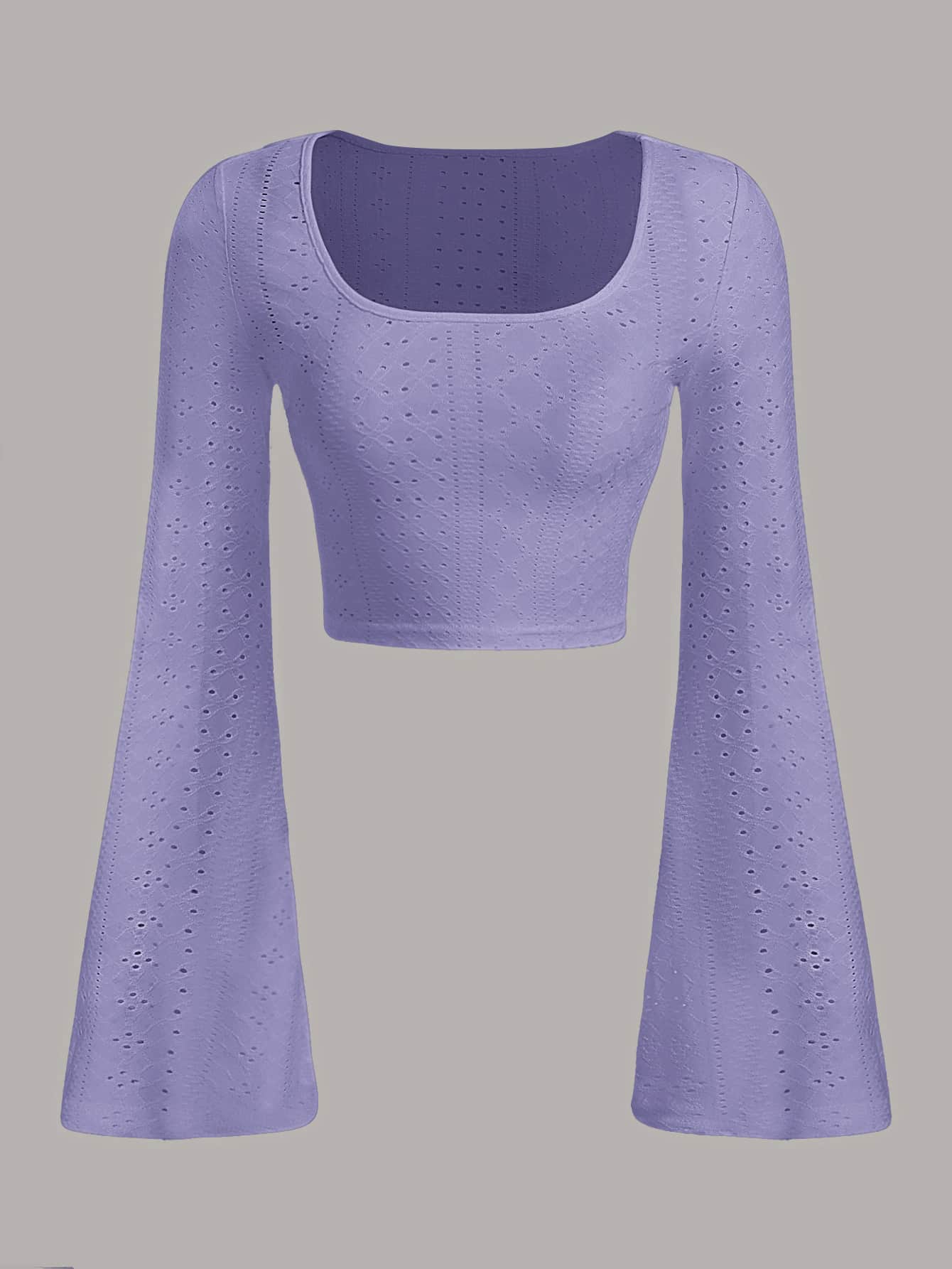 SHEIN EZwear Áo thun nữ Tranh thêu màu trơn Giải trí - Màu Lilac Tím - Xem 1