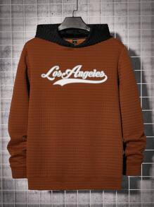 Manfinity Men Letter Graphic Colourblock Hoodie - Rust Brown - View 1