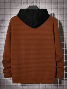 Manfinity Men Letter Graphic Colourblock Hoodie - Rust Brown - View 2