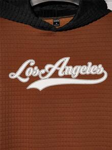 Manfinity Men Letter Graphic Colourblock Hoodie - Rust Brown - View 3