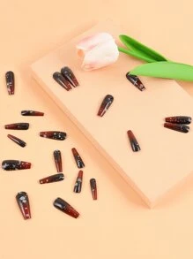 klimonla 24 miếng móng tay giả gradient và 1 miếng băng keo và 1 miếng dũa móng - Bạc - Xem 4