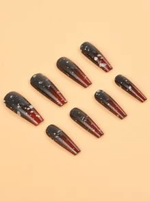 klimonla 24 miếng móng tay giả gradient và 1 miếng băng keo và 1 miếng dũa móng - Bạc - Xem 6