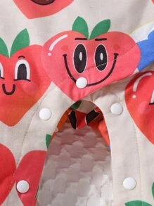 Baby Cartoon Graphic Bow Front Puff Sleeve Jumpsuit - Khaki - View 4