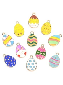 10 cái Mặt dây chuyền trứng Phục sinh DIY - Nhiều màu - Xem 2