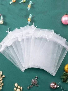 10pcs Gift Bag For Jewelry,Drawstring Pouches For Wedding,Candy Gift Bags,Jewelry Packing - White - View 1