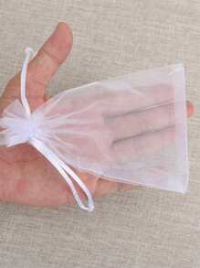 10pcs Gift Bag For Jewelry,Drawstring Pouches For Wedding,Candy Gift Bags,Jewelry Packing - White - View 3