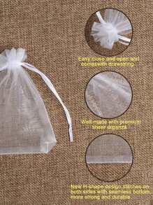 10pcs Gift Bag For Jewelry,Drawstring Pouches For Wedding,Candy Gift Bags,Jewelry Packing - White - View 4