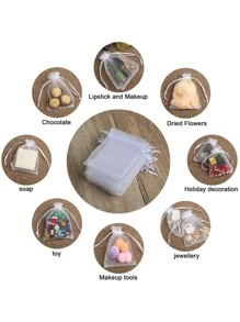 10pcs Gift Bag For Jewelry,Drawstring Pouches For Wedding,Candy Gift Bags,Jewelry Packing - White - View 6