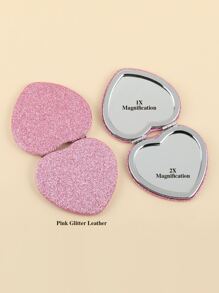 金屬亮絲心形鏡子 - 粉色 - 查看 8