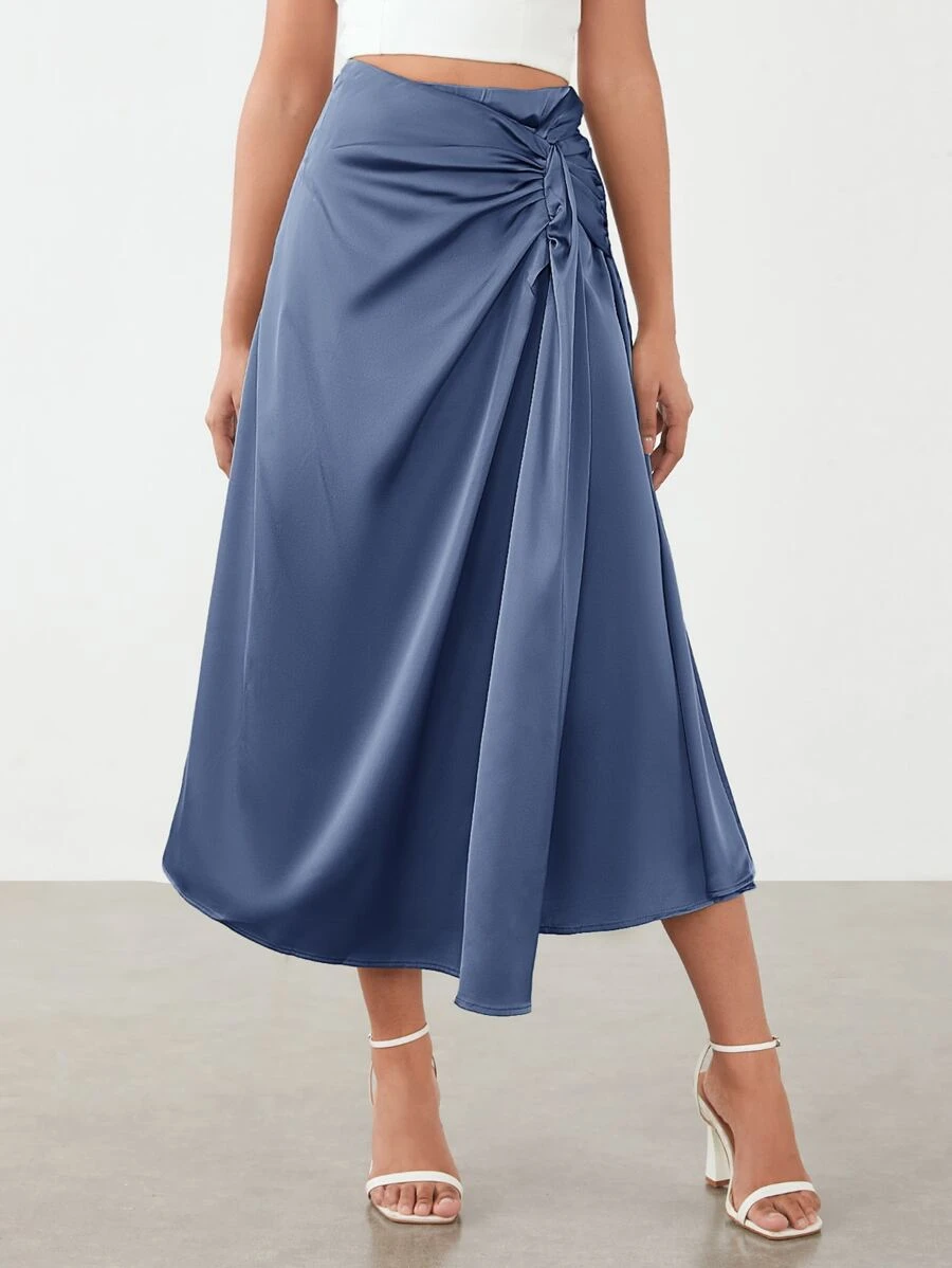 BizChic 前扭結緞面半身裙工作服