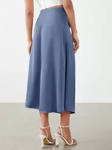 BizChic 前扭結緞面半身裙工作服