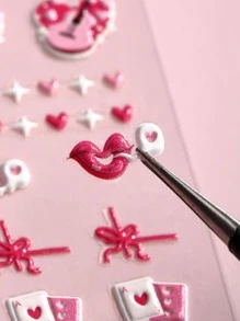 Beauty Sticker 1 tấm Nhãn dán móng tay họa tiết gấu & trái tim - Nhiều màu - Xem 5