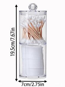 1pc Transparent Stackable Desk Organizer Box, 100pcs Double-Headed Cleaning Swabs - Clear - View 2