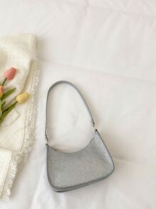 Mini Glitter Hobo Bag - Silver - View 2