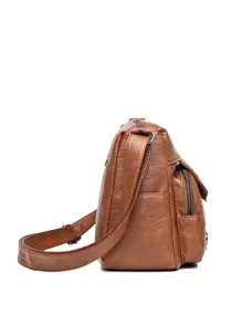 2025 女士柔软面料单肩包，时尚优雅大容量多功能手提包，妈妈包 - 棕色 - 查看 2